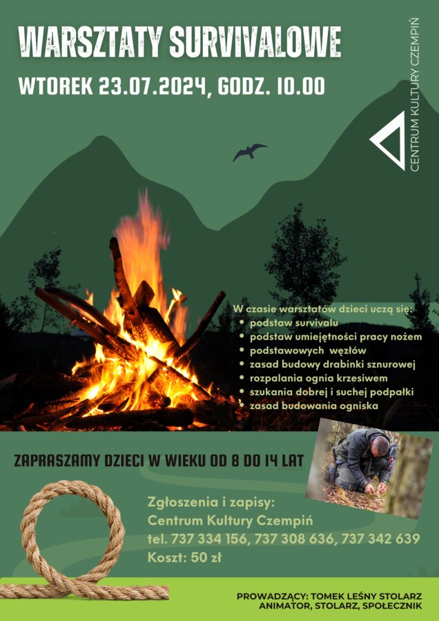 Lato z Centrum Kultury Czempiń - warsztaty survivalowe