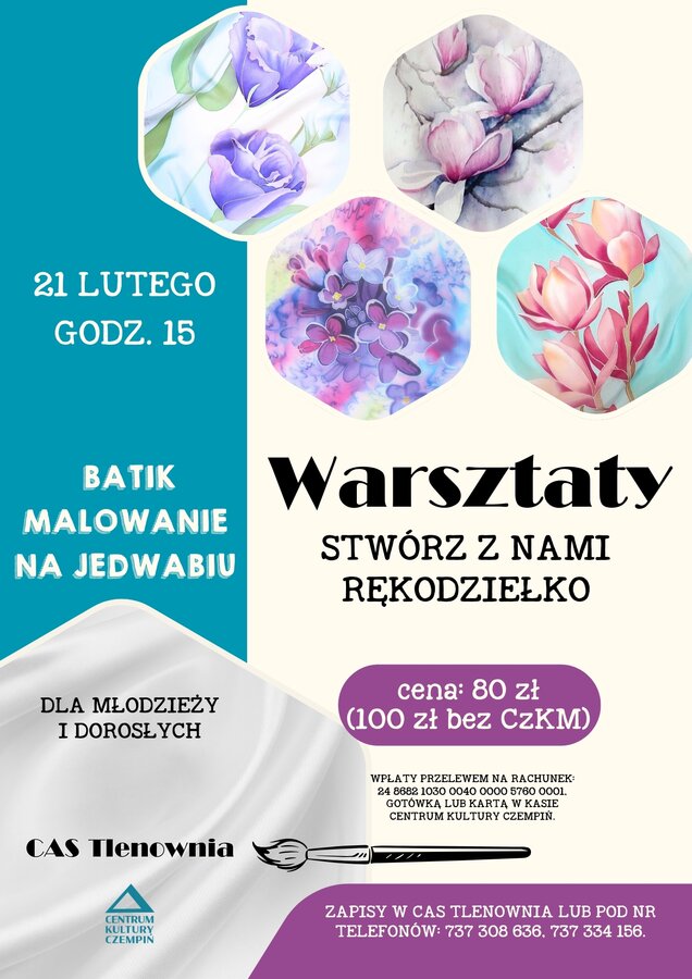 Stwórz z nami rękodziełko - Batik. Malowanie na jedwabiu 21.02.2026, godz. 15.00