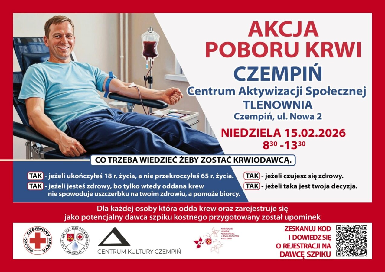 Akcja poboru krwi, 15.02.2026, godz. 8.30-13.30