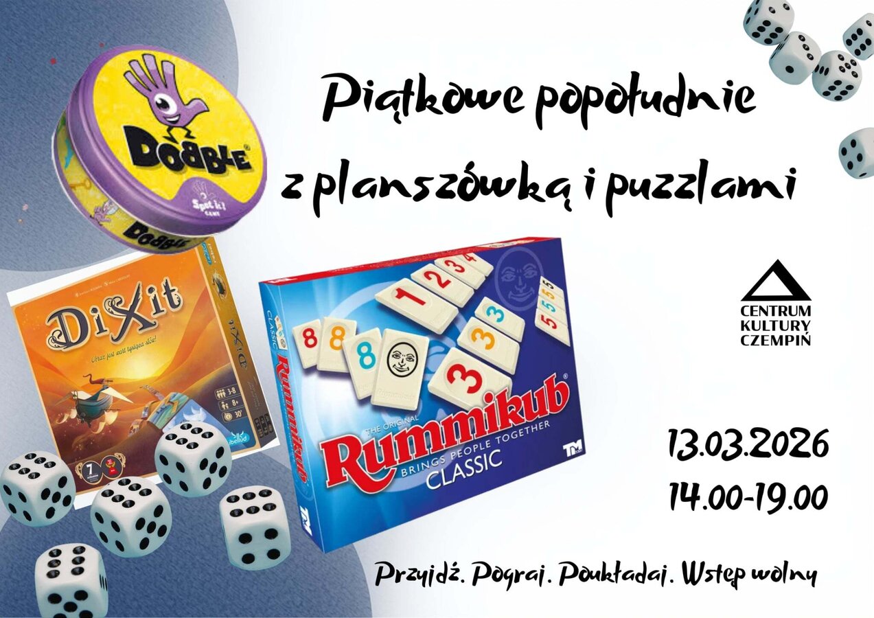Piątkowe popołudnie z planszówką i puzzlami. 13.03.2026, godz. 14.00-19.00
